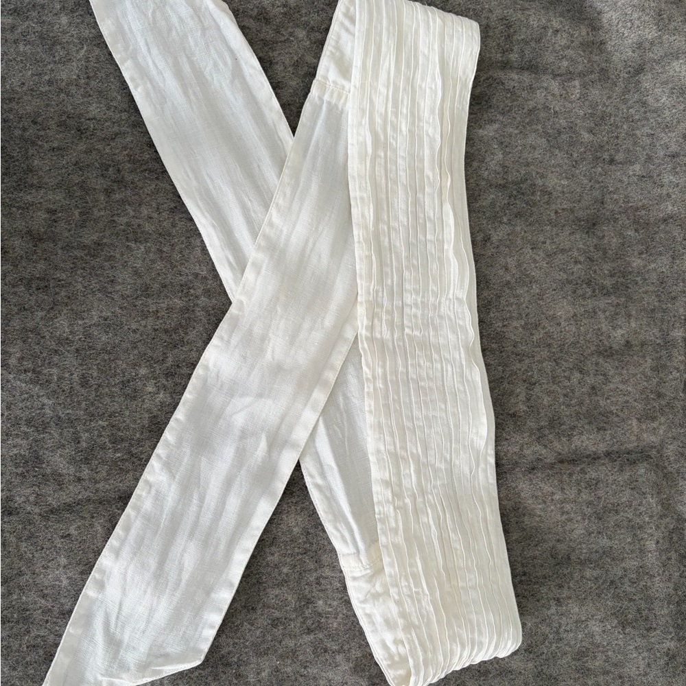 120 % Lino White Linen Waist Belt